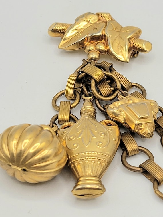 Victorian Gold-Filled Chatelaine Brooch - image 2