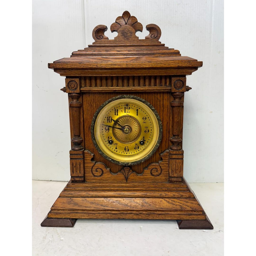 Antique Ansonia Clock Co. New York Eight Day Sharon Gingerbread