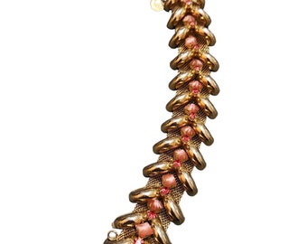 Vintage Signed Kafin Glass Rhinestone Mesh Bracelet (A2297)