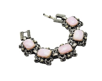 Vintage Marbleized Acrylic Panel Bracelet (A1015)