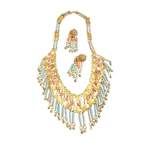 Vintage Egyptian Revival Faience Necklace Set (A2519)