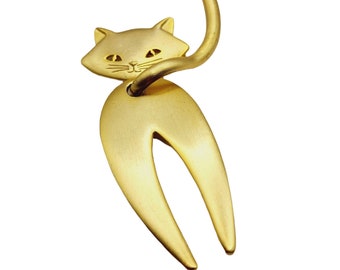 Vintage Signed JJ Articulating Cat Brooch (A694)