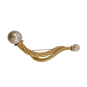 Vintage Christian Dior Textured Matte Gold Abstract Brooch (A7393)