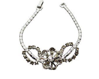 Vintage Pretty Dainty Rhinestone Bow Bracelet (A1347)