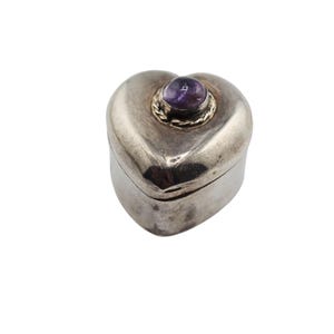 Vintage Sterling Heche En Mexico Tm-46 Heart Pill Box (A8762)