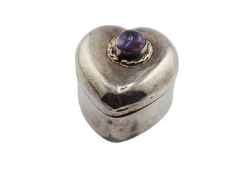 Vintage Sterling Heche En Mexico Tm-46 Heart Pill Box (A8762)