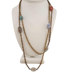 Vintage Murano Beaded Glass and Chain Necklace (A5687)