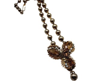 Vintage Hand Wired Faceted Crystal & Faux Pearl Necklace (A1205)
