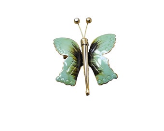 Vintage Huge Well Made Enamel Butterfly Brooch 1960s (A3019)