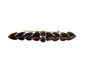 Antique Victorian Deep Purple Glass Bar Pin Brooch (A2190)