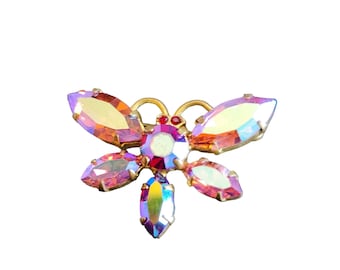 Vintage Signed Austria AB Rhinestone Butterfly Brooch (A1706)