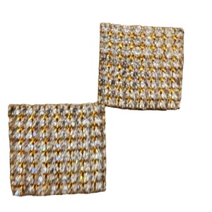 Vintage 80s Rhinestone Clip Earrings (A1831)