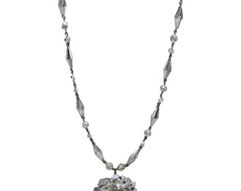 Vintage Vendome Signed Elongated Mirrored Faceted Crystal Huge Sphere Necklace