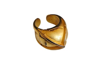Rare Vintage 1980s Rare Donna Karen Matte Gold Poison Ring (A9432)