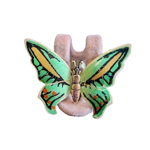 Vintage W. Germany Signed Crackled Enamel Butterfly Brooch (A1756)