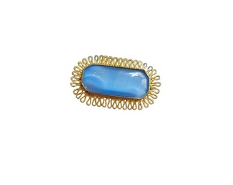 Antique Satin Glass & Brass Brooch (A3127)