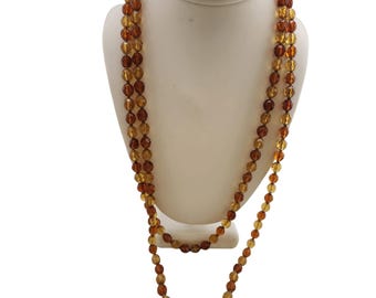Vintage 2 Tone Faceted 56" Crystal Necklace (A5683)