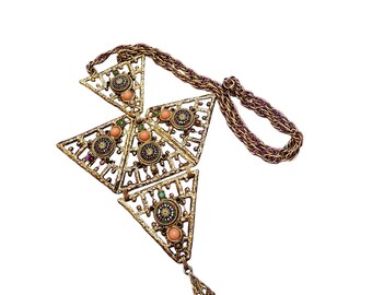 Spectacular D and E Moroccan Matrix Huge Pendant Necklace (A4592)