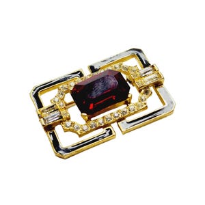 Vintage 80&#39;s Moghul Style Glass Enamel Brooch (A849)