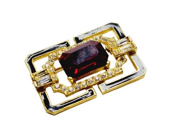 Vintage 80's Moghul Style Glass Enamel Brooch (A849)