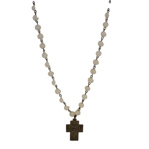 Vintage Glass Cross Necklace (A3606)