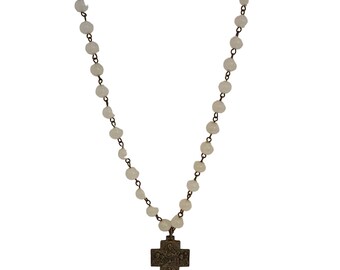 Vintage Glass Cross Necklace (A3606)