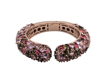 Vintage NOS Joan Boyce Jewel-Encrusted Heavy Bangle Bracelet (A9269)