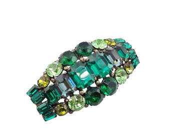 Spectacular Made In France Signed Concave Glass Stone Brooch (A8981)