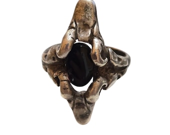 Vintage Rare Brutalist Heavy Sterling Huge Ring (A9037)