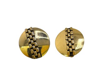 Vintage 80s Large Disc Clip Earrings (A9196)