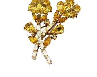 Vintage Signed Trifari Alfred Philippe Rhinestone Flower Brooch Pat 162,077 1950