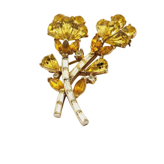Vintage Signed Trifari Alfred Philippe Rhinestone Flower