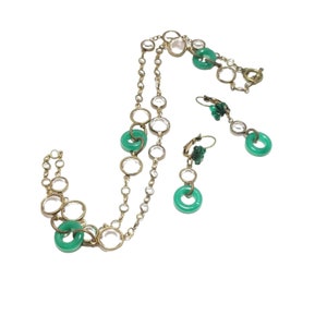 Antique All Glass Art Deco Necklace Set (A2690)