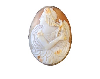 Antique 10kt Left Facing Harp Cameo Brooch (A2930)