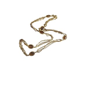 Collar de cadena y vidrio facetado vintage (A1937)