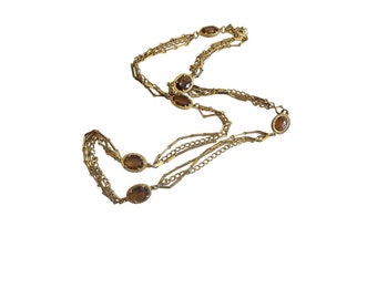 Vintage Faceted Glass & Chain Necklace (A1937)