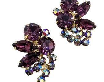 Vintage Juliana Rhinestone Clip Earrings (A8496)