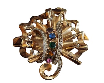Early Deco Dimensional Jeweled Brooch Coro? (A1577)