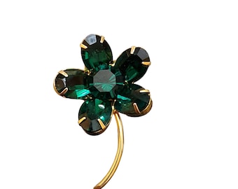 Vintage Unsigned Rhinestone Flower Brooch (A1869)