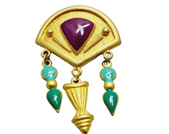 Vintage 80s Dangling Enamel Brooch (A1030)