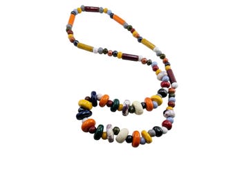 Vintage Porcelain Long Loop Over Necklace (A8286)