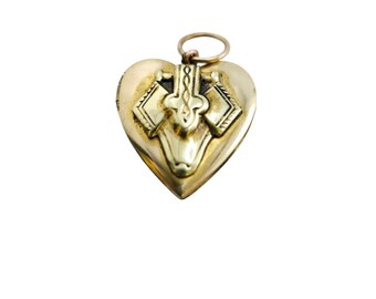 Vintage Brass Detailed Heart Locket (A8199)