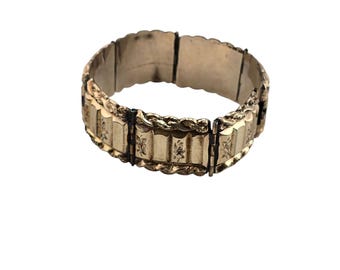 Antique Gold Filled Detailed Hinged Bracelet (A7729)