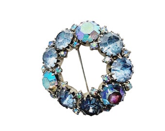 Vintage Signed Weiss Wreath AB Rhinestone Brooch (A1419)