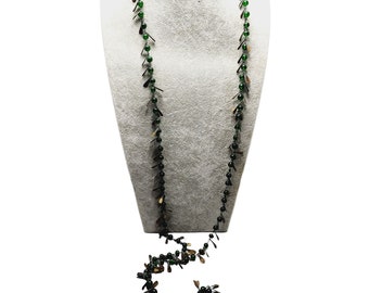 Vintage Long Glass Dangle Necklace (A1112)