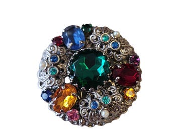 Vintage W. Germany Style Raised Glass Brooch (A2225)