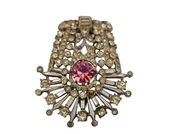 Vintage Art Deco Fur Clip Sterling Signed (A7898)