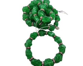 Vintage Apple Jade Molded Resin Buddha Bracelet NOS (A4333)