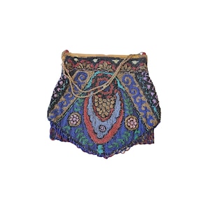 Antique Flapper Beaded Bag With Bakelite Frame (A2734)
