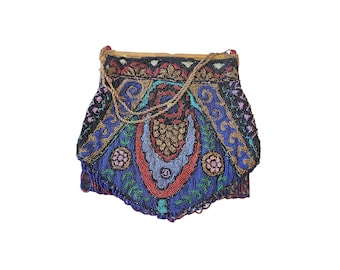 Antique Flapper Beaded Bag With Bakelite Frame (A2734)